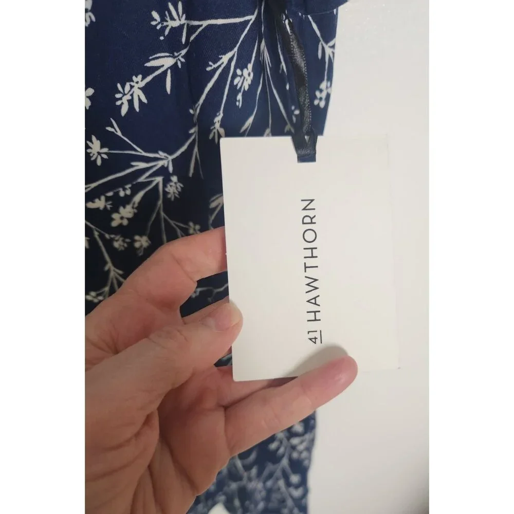 41 Hawthorn Women's Sz. 2X Blue Floral Short Sleeve Dress NWT